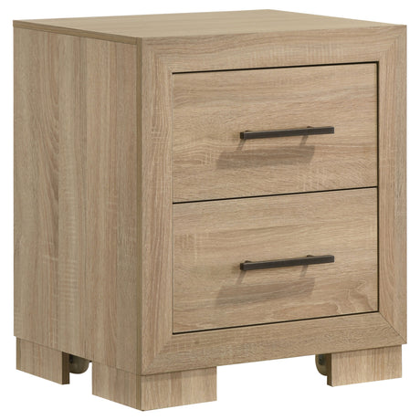 Arielle Light Oak 2-drawer Bedroom Nightstand with Casters - Ornate Home