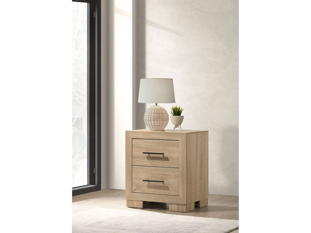 Arielle Light Oak 2-drawer Bedroom Nightstand with Casters - Ornate Home
