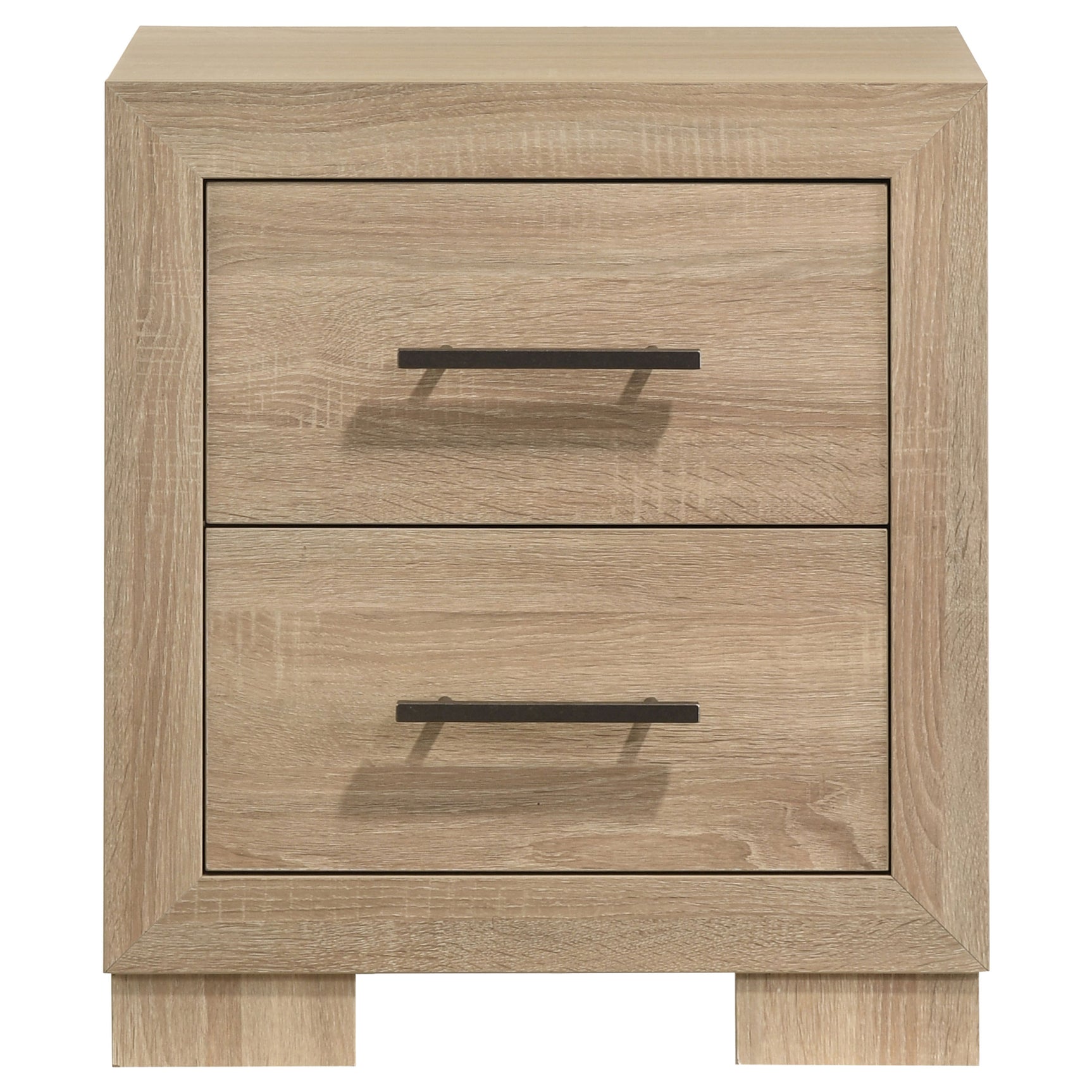 Arielle Light Oak 2-drawer Bedroom Nightstand with Casters - Ornate Home