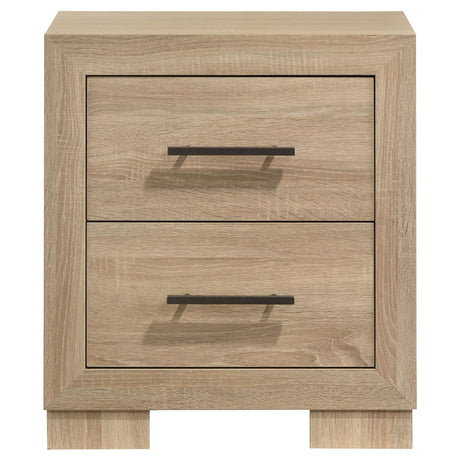 Arielle Light Oak 2-drawer Bedroom Nightstand with Casters - Ornate Home