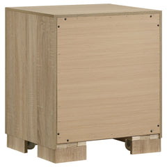 Arielle Light Oak 2-drawer Bedroom Nightstand with Casters - Ornate Home
