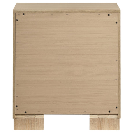 Arielle Light Oak 2-drawer Bedroom Nightstand with Casters - Ornate Home