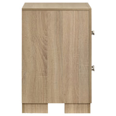Arielle Light Oak 2-drawer Bedroom Nightstand with Casters - Ornate Home