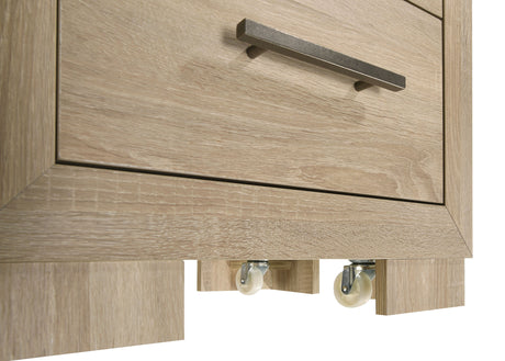 Arielle Light Oak 2-drawer Bedroom Nightstand with Casters - Ornate Home