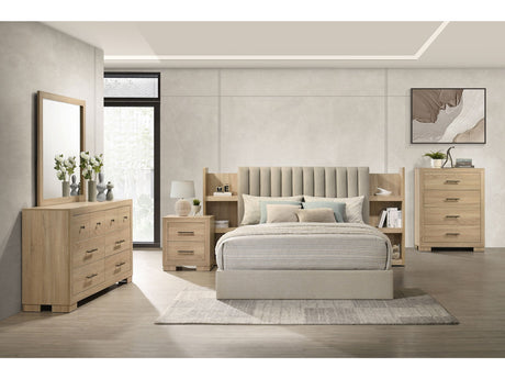 Arielle Light Oak 5-piece Eastern King Bedroom Set - Ornate Home