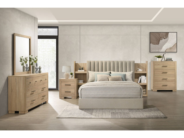 Arielle Light Oak 5-piece Eastern King Bedroom Set - Ornate Home