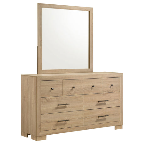Arielle Light Oak 6-drawer Bedroom Dresser with Mirror - Ornate Home
