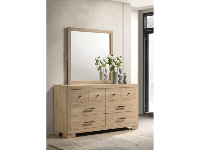 Arielle Light Oak 6-drawer Bedroom Dresser with Mirror - Ornate Home