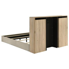 Arielle Light Oak Eastern King Bookcase Panel Storage Bed - Ornate Home