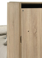 Arielle Light Oak Eastern King Bookcase Panel Storage Bed - Ornate Home