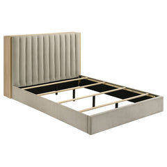 Arielle Light Oak Queen Bookcase Panel Storage Bed - Ornate Home