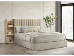 Arielle Light Oak Queen Bookcase Panel Storage Bed - Ornate Home