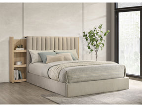 Arielle Light Oak Queen Bookcase Panel Storage Bed - Ornate Home