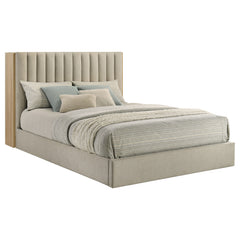 Arielle Light Oak Queen Bookcase Panel Storage Bed - Ornate Home