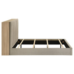 Arielle Light Oak Queen Bookcase Panel Storage Bed - Ornate Home