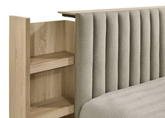 Arielle Light Oak Queen Bookcase Panel Storage Bed - Ornate Home