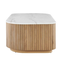 Arik White/Woodtone Marble Top Coffee Table - Ornate Home