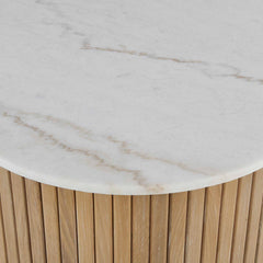 Arik White/Woodtone Marble Top Coffee Table - Ornate Home