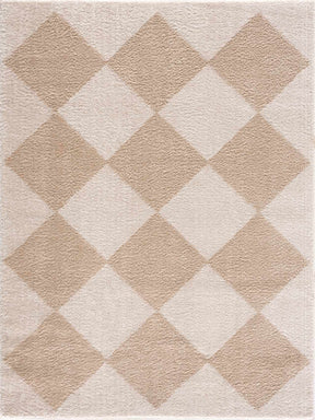 Arilla Beige Washable Diamond Area Rug - Ornate Home