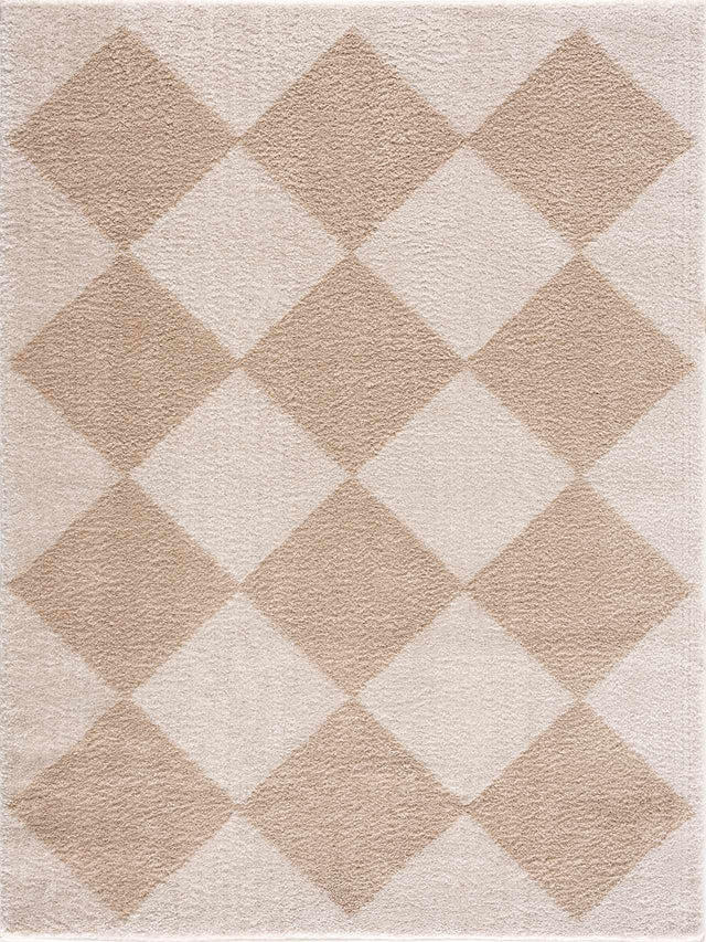 Arilla Beige Washable Diamond Area Rug - Ornate Home