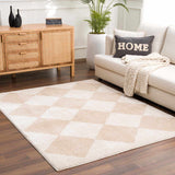 Arilla Beige Washable Diamond Area Rug - Ornate Home