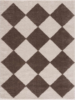 Arilla Brown Washable Diamond Area Rug - Ornate Home