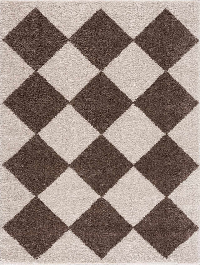 Arilla Brown Washable Diamond Area Rug - Ornate Home