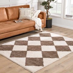 Arilla Brown Washable Diamond Area Rug - Ornate Home