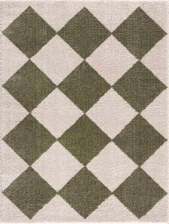 Arilla Green Washable Diamond Area Rug - Ornate Home