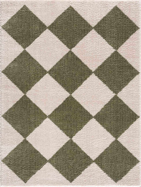 Arilla Green Washable Diamond Area Rug - Ornate Home