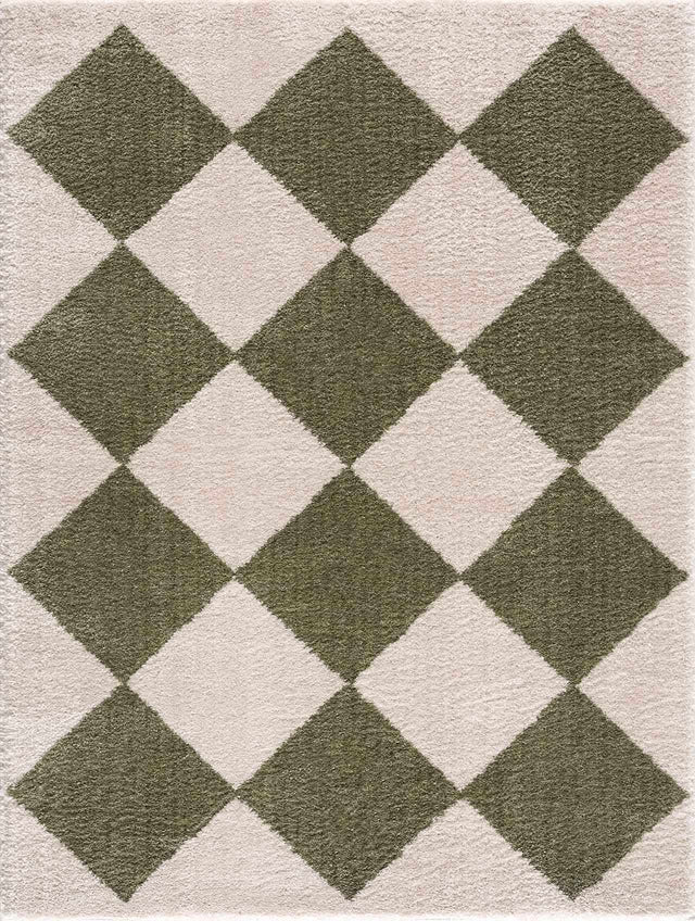 Arilla Green Washable Diamond Area Rug - Ornate Home