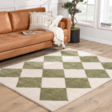 Arilla Green Washable Diamond Area Rug - Ornate Home