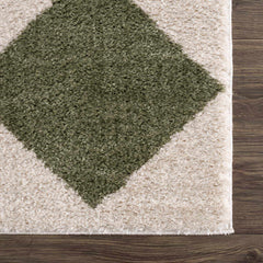 Arilla Green Washable Diamond Area Rug - Ornate Home