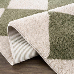 Arilla Green Washable Diamond Area Rug - Ornate Home