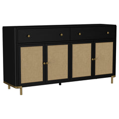Arini Black 2-drawer Cane Door Dining Sideboard Server - Ornate Home