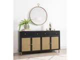 Arini Black 2-drawer Cane Door Dining Sideboard Server - Ornate Home