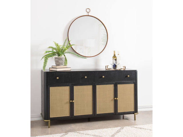Arini Black 2-drawer Cane Door Dining Sideboard Server - Ornate Home