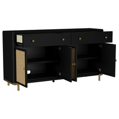 Arini Black 2-drawer Cane Door Dining Sideboard Server - Ornate Home