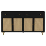 Arini Black 2-drawer Cane Door Dining Sideboard Server - Ornate Home