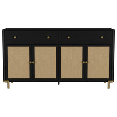 Arini Black 2-drawer Cane Door Dining Sideboard Server - Ornate Home