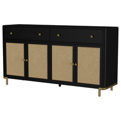 Arini Black 2-drawer Cane Door Dining Sideboard Server - Ornate Home