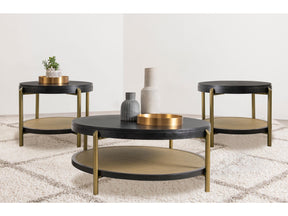 Arini Black 3-piece Round Coffee and End Table Set - Ornate Home