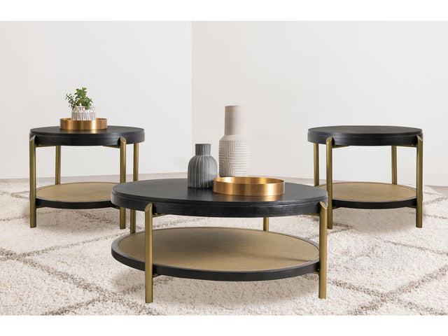 Arini Black 3-piece Round Coffee and End Table Set - Ornate Home