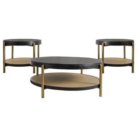 Arini Black 3-piece Round Coffee and End Table Set - Ornate Home