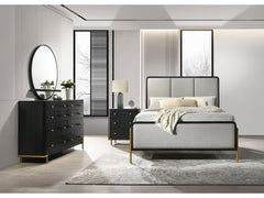 Arini Black / Grey 4-piece Eastern King Upholstered Bedroom Set - Ornate Home
