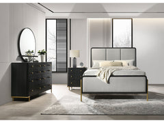 Arini Black / Grey 4-piece Queen Upholstered Bedroom Set - Ornate Home