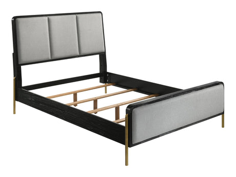 Arini Black / Grey Eastern King Upholstered Panel Bed - Ornate Home