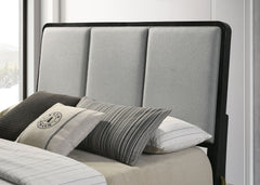 Arini Black / Grey Eastern King Upholstered Panel Bed - Ornate Home