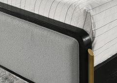 Arini Black / Grey Eastern King Upholstered Panel Bed - Ornate Home
