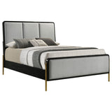 Arini Black / Grey Queen Upholstered Panel Bed - Ornate Home